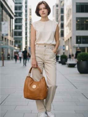 Michael Kors Gold Accent Tan Hobo Bag